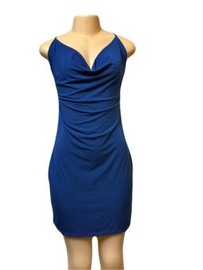 NWOT Royal Blue Cowl-Neck Mini Dress